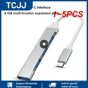 1~5VNT C HUB USB 3.0 HUB C Tipo 4 Port Multi Adapteris, Splitter OTG Macbook HUB 13 15 Oro Mi HUAWEI Kompiuterių Priedai