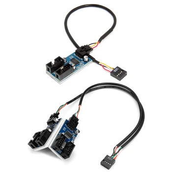 30cm Plokštė USB 9 Pin Header Pratęsimo Splitter Cable HUB Jungties Adapteris