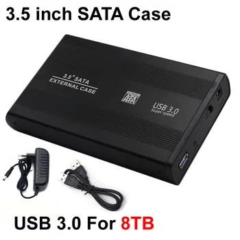 Aliuminio Caddy 3.5 colių USB 3.0 prie SATA Prievado SSD Kietąjį Diską Talpyklos 480Mbps HDD Atveju Išorinio Langelį Atveju +dc 12V 2A Power F