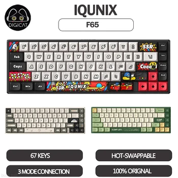 IQUNIX F65 Mechaninė Klaviatūra, 3 Režimas 2.4 G/USB/Bluetooth Belaidę Klaviatūrą, 67 Klavišą Keycap PBT Hotswap Žaidimų Klaviatūra PC Biuras