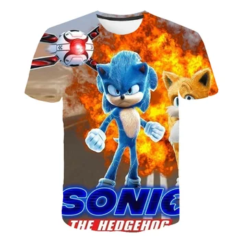 Karšto Pardavimui, Sonic, T-marškinėliai Anime Vasaros Vaikų drabužių 3D Spausdinimo Vaikas Mados Atsitiktinis Apvalios kaklo marškinėliai Berniukui, Mergina Viršūnes 3-14 T