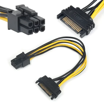 SATA Maitinimo Kabelis 15 Pin 6-Pin PCI EXPRESS, PCI-E Card SATA Konverteris, Adapteris, Vaizdo plokštės, Maitinimo Kabelis 20cm