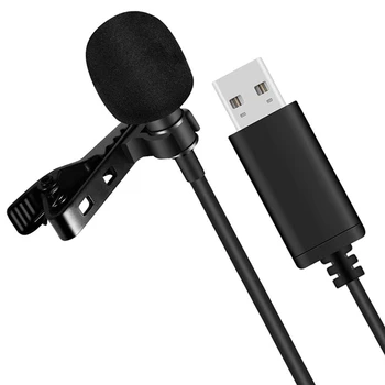 Universalus USB Mikrofonas Lavalier Microphone Clip-on Kompiuterio Mic Plug and Play Įvairiakryptė Mic