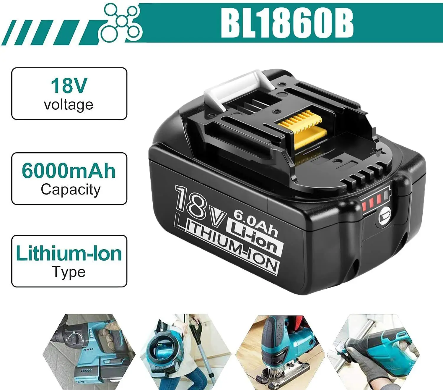 100% brand new 18V/20V 12.8Ah Li-ion Rechargeable Battery for