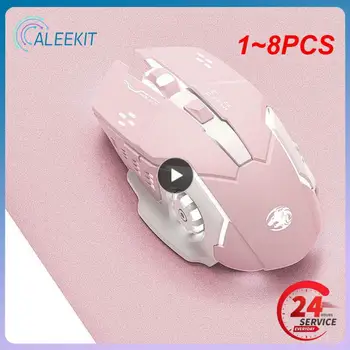 1~8PCS Įkraunamos Belaidės Pelės Žaidimų Kompiuterį Silent Mouse USB Mechaninė elektroninio Sporto Apšvietimas PC Gamer Pelė