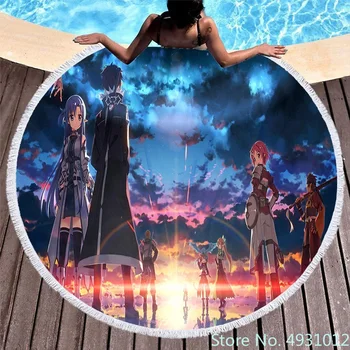 2023 Anime Kardas Meno Internete Turas Paplūdimio Rankšluostį Dušo Vonios Rankšluosčiai Mikropluošto Vasarą Plaukti Ratas Jogos Kilimėlis 150cm su Kutai