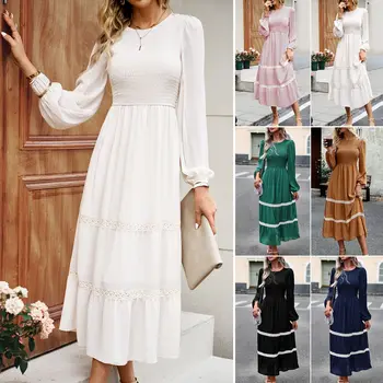 2023 Moterų Mados Naujų Priežastinis Rudens/Žiemos ilgomis Rankovėmis Suknelė Elegantiškas ir Elegantiška Suknelė