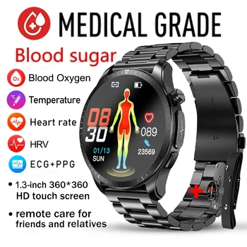 2023 Naujas Kraujo Cukraus Smartwatch 1.39 colio 360*360 HD Touch, Didelis Ekranas, EKG Smart Laikrodžiai Stebėsenos neinvazinis Kraujo Gliukozės