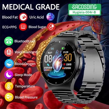 2023 Naujas Smart Watch Sveikatos Cukraus kiekis Kraujyje, Kraujo Lipidų Šlapimo Rūgšties HRV Stebėti EKG+PPG Smartwatch 