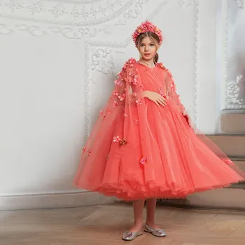 2023 Vasarą Naujas Berankovis Gėlių mergaičių Suknelės, Minkštas Tiulis Arbata Ilgis Vestuvės Suknelės su Gėlėmis Pirmoji Komunija