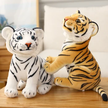 23-33cm Mielas gyvas tigras purus iškamšos white tiger pliušinis žaislas realaus gyvenimo laukinių gyvūnų, vaikų žaislas dovana berniukas Vaikai