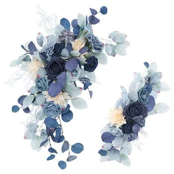 2vnt Blue Dirbtinės Gėlės Nustatyti Vestuvių Arkos Fone Netikrą Gėlių Eilės Sienos Kabo Kampe Gėlių Šaliai Dekoro