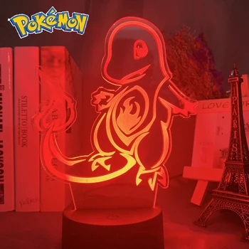 3D Pokemon Pikachu LED Nakties Šviesos Miegamasis Darbastalio Apdaila Veiksmų Skaičius, Animacinį Personažą Lempos Vaikų Gimtadienio Dovana