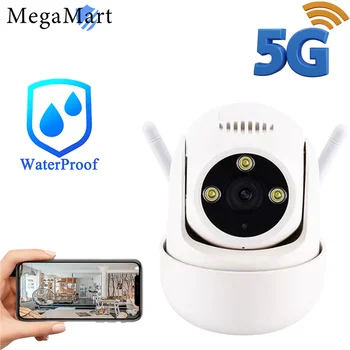 3MP 5G Wifi Kamera, IP Stebėti Mini Indoor Outdoor atsparus Vandeniui Kameros PTZ Saugumo Priežiūros Belaidžio Vaizdo Garso Cam 2.4 G