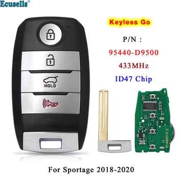 4 Mygtukai Keyless Go Smart Nuotolinio Klavišą FSK 433MHz ID47 Mikroschemą Kia Sportage. 2019 M. 2020 M. P/N: 95440-D9500 TQ8-FOB-4F08