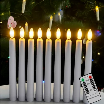 9PCS LED Žvakių Šviesos Mirgėjimas Liepsnos Laikmatis, Nuotolinio Ilgai Siaurėjantys Žvakių Naujųjų Metų Dekoracija Vestuvių Žvakės False Žvakės