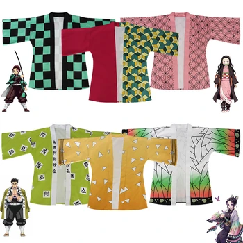 Anime Demon Slayer Žaliojo Cosplay Kostiumų Suaugusiųjų, Vaikų, Vyrų, Moterų Japonų Kimono Kailis Chalatas Helovinas Šalis Pižama