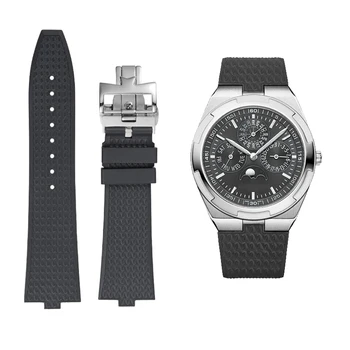 Aukščiausios kokybės Fluoro Guma Watchband Išgaubti Burną Diržas Vacheron Constantin 4500V 5500V 7900 vyriški Žiūrėti Dirželis 24mm*7mm