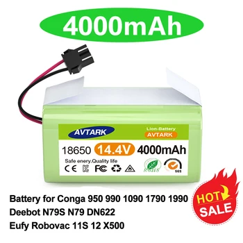 batería conga 1090 990 950 cecotec 14,4 V 4.0 Ah Li-ion baterijos Ecovacs Deebot DN621 601/605 Eufy RoboVac 35C Panda i7 V710