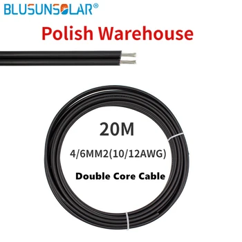 BLUSUNSOLAR 20Meter Double Core 2X4/6MM2(10/12AWG)Saulės Kabelis Juoda PV Kabelis Viela Vario Vielos XLPE Striukė TUV Certifiction