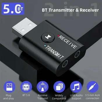 BT-suderinama 5.0 Siųstuvas, Imtuvo 2 IN 1 Belaidis Audio 3.5 mm USB Aux Adapteris Galingas 