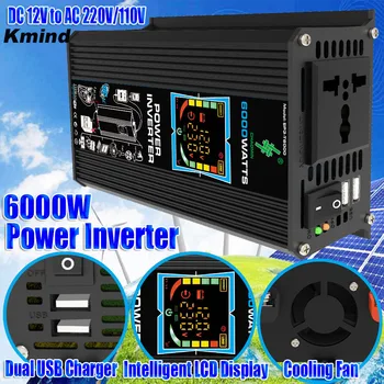 Car Power Inverter 12V Į 110V, 220v, Peak 1000W 50Hz, 60Hz Saulės Adapteris Keitiklis DC į AC Sine Wave Transformatorius Mokestis Voltų USB