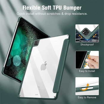 Case for iPad Pro 12.9 Colių 4 5 Kartos 2021 2022 2018 su Pieštukas Turėtojas Parama 2 Pieštuku Įkrovimo Slim Tablet Dangtis