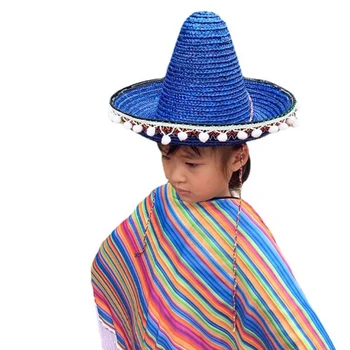 CincoDeMayo Šiaudų Skrybėlę Vaikai Šalis Skrybėlę Meksika Festivalis Skrybėlę Fotografijos Kepurę su Plačiu Kraštų Temą Šalies Kostiumų Priedai
