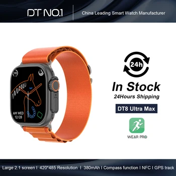 DTNO.1 DT8 Ultra Max Vyrų Sporto Smart Watch 2.1-colių IPS Didelis Ekranas 380mAh Kompasas, NFC, GPS sekimo IP68 Vandeniui Maži Žaidimai