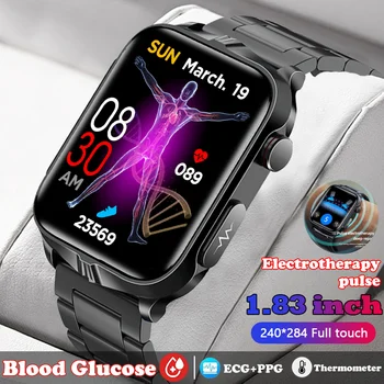 EKG Impulso Elektroterapijos Ne invazinės Kraujo Cukraus Vyrų Smart Žiūrėti Gydymas Lazeriu Sveikatos Kraujo Spaudimas Moterų Sporto Smartwatch