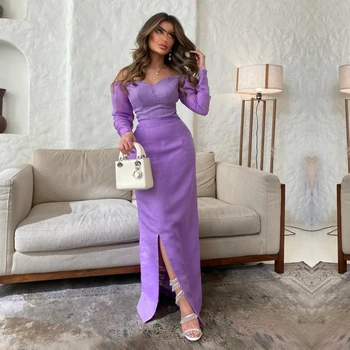 Elegantiška, Undinėlės vakarinę Suknelę ilgomis Rankovėmis Kokteilis Oficialią Šalies Ponia Moterų Prom Dresses Saudo Arabijos Moterų Oficialų Suknelė