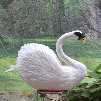 Europos stiliaus baltos spalvos modeliavimo swan žaislas Putų ir plunksnos graži gulbė modelis dovana, apie 60x75cm 2419