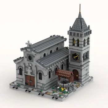 Gobricks SS Viduramžių Bažnyčios, Modulinės Architektūros Kūrimo Bloką nustatyti kaime Viduramžių Name Vila Modelis Plytų Vaikams, Žaislai, Dėlionės