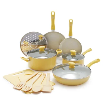 GreenLife Keramikos Nonstick Geltona 15pc Nustatyti virimo puodų rinkinį virtuvė