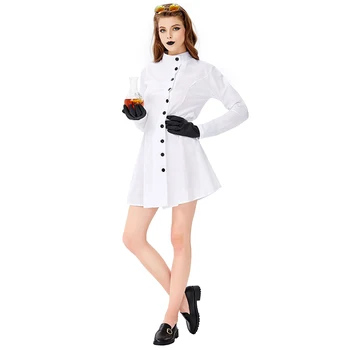 Helovinas Pamišęs Mokslininkas Kostiumas Gydytojas, Slaugytoja, Cosplay Kostiumų Moterų White Dress helovinas kostiumas moterims