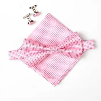 HOOYI 2019 mados rožinės spalvos vyriški kaklo kaklaraištis nustatyti bowtie hanky rankogalių segtukai drugelis Kišenėje aikštėje vestuvių Priedai