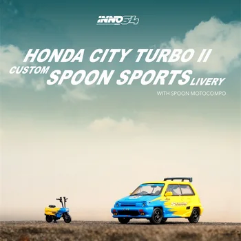 Inno 1:64 Honda City turbo Šaukštas su motociklų Kolekcija, lieto lydinio automobilių apdailos modelio žaislai