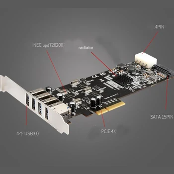 IOCREST PCIe 3.0 x4 4 Uostuose USB3.2 Gen1 Gen2 Rūšis-nepriklausomybės uosto greitis iki 5Gbps 10Gbps Priimančiosios Plėtra Valdiklio plokštė