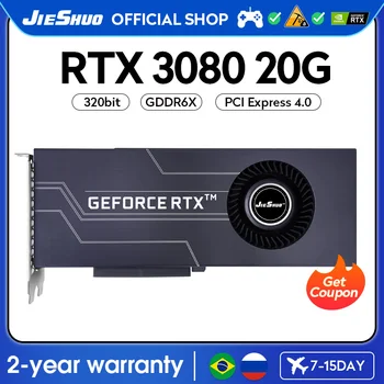 JIESHUO NVIDIA RTX 3080 20GB Turbo Žaidimų Grafika Kortelės GDDR6X GPU 320Bit RTX3080 20G PC Desktop Vaizdo Office RX 30 Serie AI