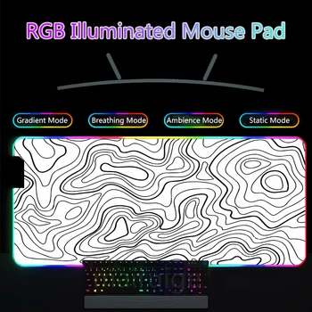 Juoda Balta Linijų Užsakymą Led RGB Pelės Mygtukai Kompiuterio Mausepad Xxl Apšvietimu Kilimėlis Genshin Poveikio Mause Žaidėjus Žaidimų Klaviatūros Mygtukai