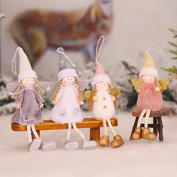 Kalėdų dekoracijas, mielas pliušinis mergina angelas pakabukas Kalėdų eglučių papuošalai, vaikų lėlės dovanos