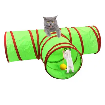 Katė Tunelio Žaislų, T Formos Patalpų Kačių Žaisti Tunelio, Sulankstomas Knygos Medžiaga Kalėdų Spalvos dėvėjimuisi atsparios Kačių Žaislai, Patalpų Veislynas