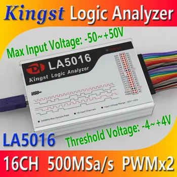 Kingst LA5016 USB Logic Analyzer max 500M sample rate,16Channels,10B Mėginius, MCU,RANKOS,FPGA derinimo įrankis