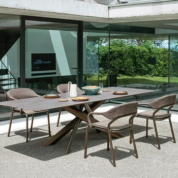 Lauko stalas ir kėdės, baldai laisvalaikio rotango kėdės viešbutis gyvenamasis sodo vila open-air apsaugos nuo saulės ir vandeniui