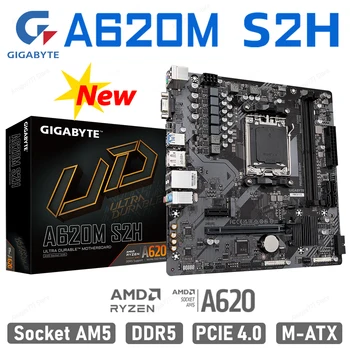 Lizdas AM5 Gigabyte A620M S2H AM5 Plokštė DDR5 Dual Channel 6400MHz +OC Paramos Ryzen 7000 Serijos Procesoriai M-ATX A620 Naujas