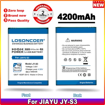LOSONCOER 4200mAh JY-S3 Baterija JY S3 Jiayu S3 Baterija jiayus3 Baterijos
