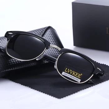 LVVKEE Markės dizaino pusė-rėmo Vyrų Poliarizuoti akiniai nuo saulės Moterims, Klasikinis aukščiausios kokybės Saulės akiniai gafas oculos De Sol 3016 Klubas
