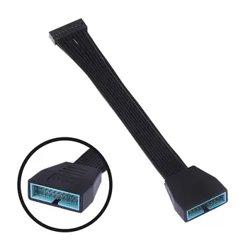Mažas Mini USB 3.0 19/20 Pin Vidaus Plėtinio Antraštės Adapterio Kabelis Juodos Plokščios Vielos Kabelis Plokštė 5.9 colių/15cm