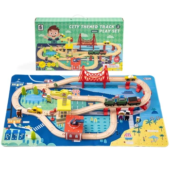 Medinio Traukinio Nustatyti Medinio Traukinio Bėgių Rinkinys su Magnetinių Traukinių Tiltas Rampos Žaislas Traukinio Rinkinį Vaikams (5 vnt užsakymą)