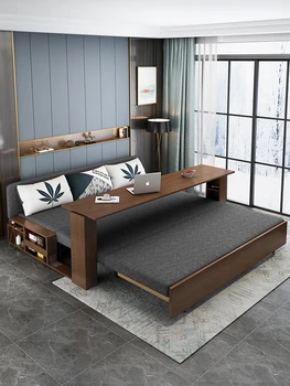 Medžio masyvo sofa-lova multi-funkcija kambarį tyrimas push-pull sofa-lova ištraukiama lova smulkūs namų apyvokos miega sofabed